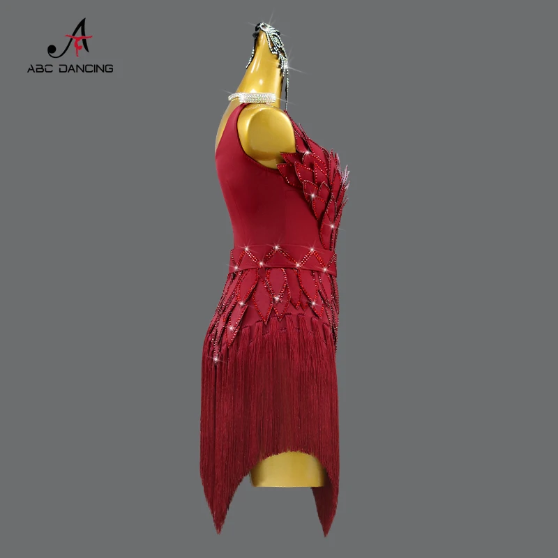 2024 New Red Latin Dance Skirt Women Dress Sexy Ball Competition Clothes Practice Wear Costume Line Suit Samba Sports Customized