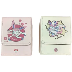 Etui na karty Sylveon Ptcg Diy wysokiej jakości skórzane figurki do zabawy Anime kolekcja gier wskaźnik uszkodzeń pudełko do przechowywania prezenty