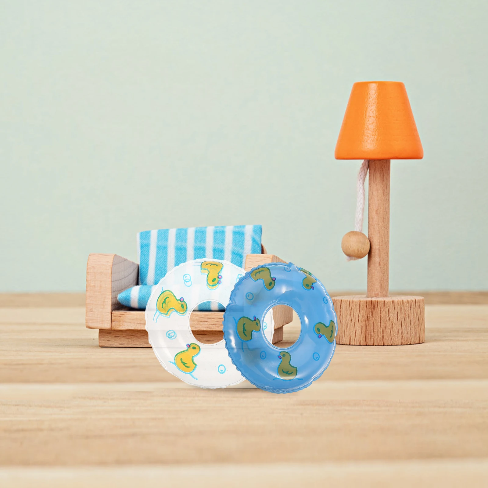 

5pcs Miniature Swim Rings Bright Color Pattern Small Duck Swimming Ring For House Decor Party Gifts Photo Props Tiny House