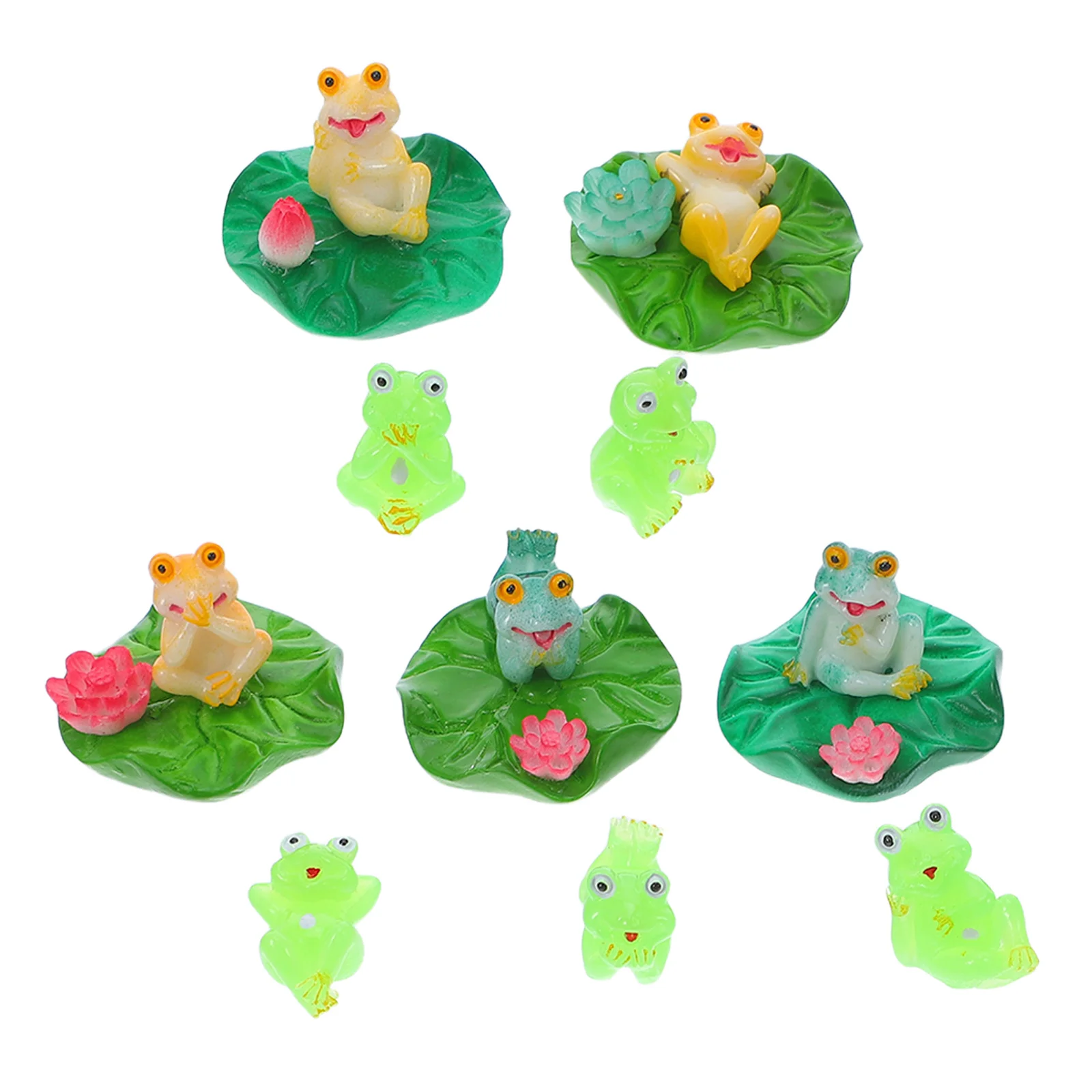 

20pcs Micro Landscape Decor Mini Frog Lotus Leaf Resin Figurines For Aquarium Terrarium Bonsai Garden Succulent Planters Indoor