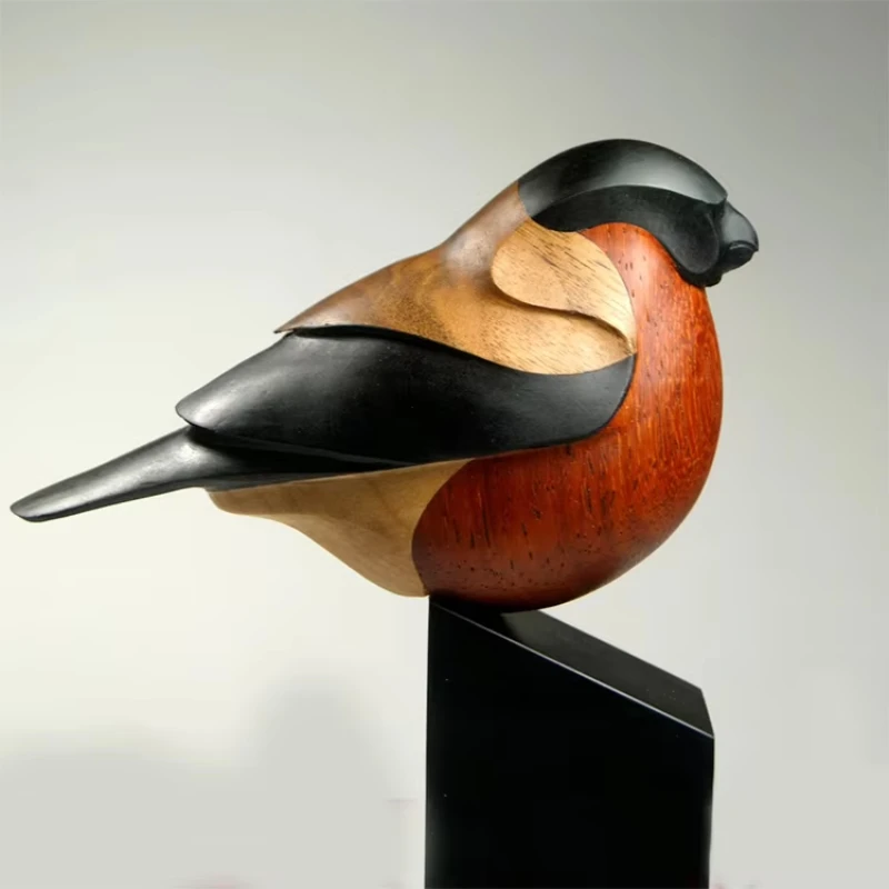 

Design carving solid wood bird sculpture, handmade cute bird art home decoration