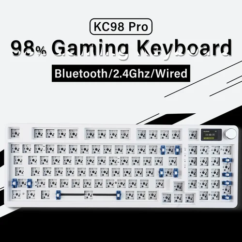 Mathew KC98 Pro Teclado mecánico de tres modos Barebone 98% diseño intercambiable en caliente teclado para juegos RGB Kit DIY con pantalla personalizada