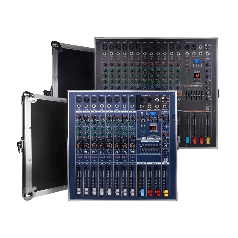 WMWMNU 8/12 Channel Wireless Microphone Professional Audio Mixing Console with Power Amplifier 2X600w/2X700w 16DSP Effects