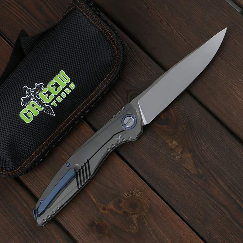 Imagem -03 - Green Plum Lee Folding Knife Ferramenta Edc Tc4 Titânio 3d Handle Frutas Camping ao ar Livre M390 Lâmina