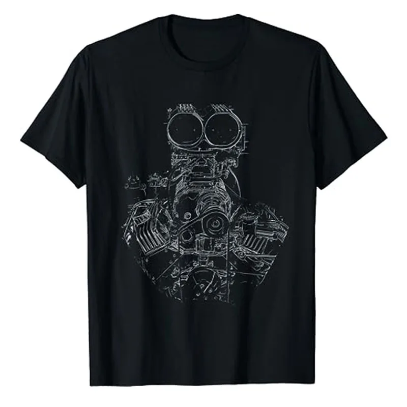 Vintage Car Engine T-Shirt Humor Funny Block and Heads Tees  Repair Lover Racing, Drag Strips, Demolition Derbys Graphic Outfits
