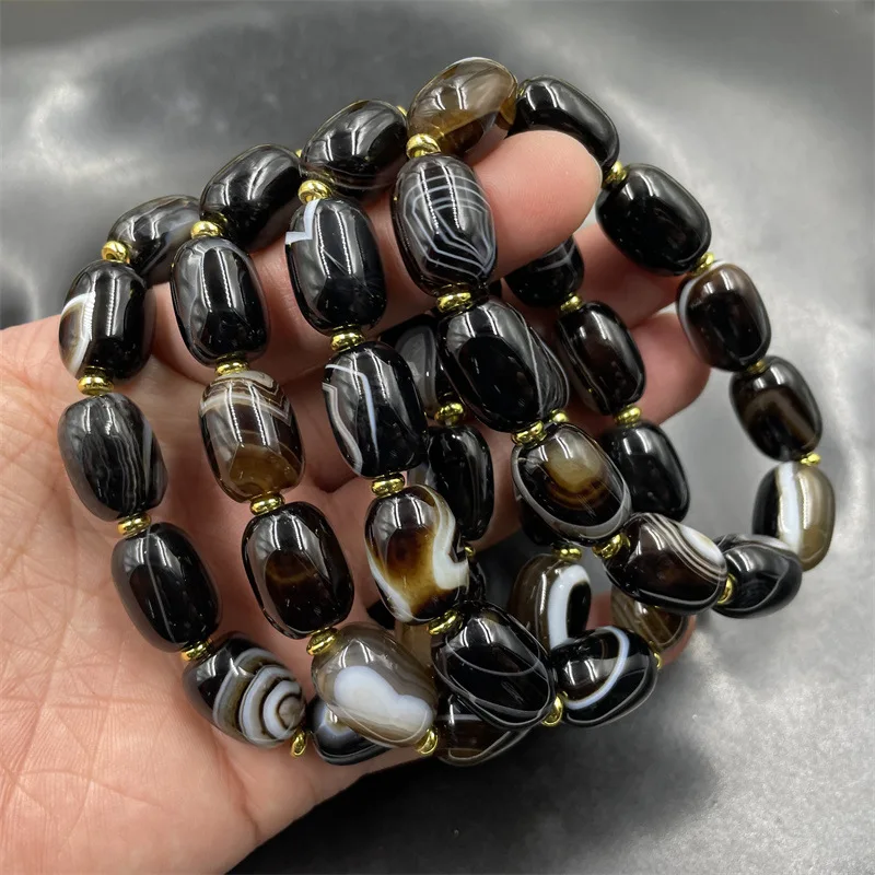 Cheap Jade Dark Silk Agate Tube Bead Bracelet Barrel Beads Bracelet Special Offer