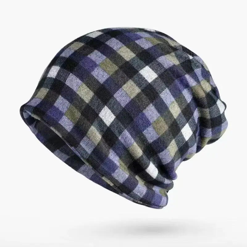 Turban-Mütze für Damen und Herren, Unisex, Beanie, Digitaldruck, kariert, Kopftuch für den Außenbereich, winddicht und warm |   Atmungsaktive Kopfbedeckung Baggy Cap