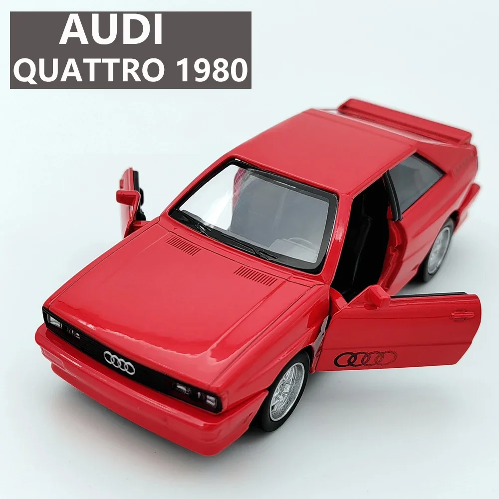 1:36 Audi Quattro 1980 Alloy Car Models Toy Diecasts Vehicles Model Doors Opened Pull Back Sport Car for  Kids Gift