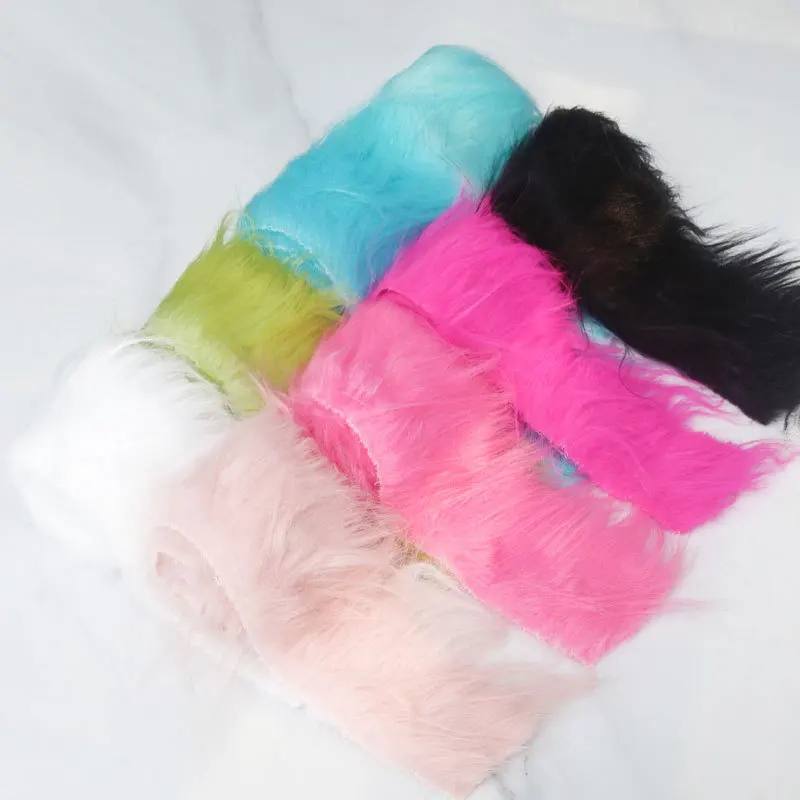 Shaggy Plush Faux Fur Fabric Precut Strips Fluffy Fuzzy Craft Fur For Doll Beard Hair Costume Bag Christmas Party Decoration