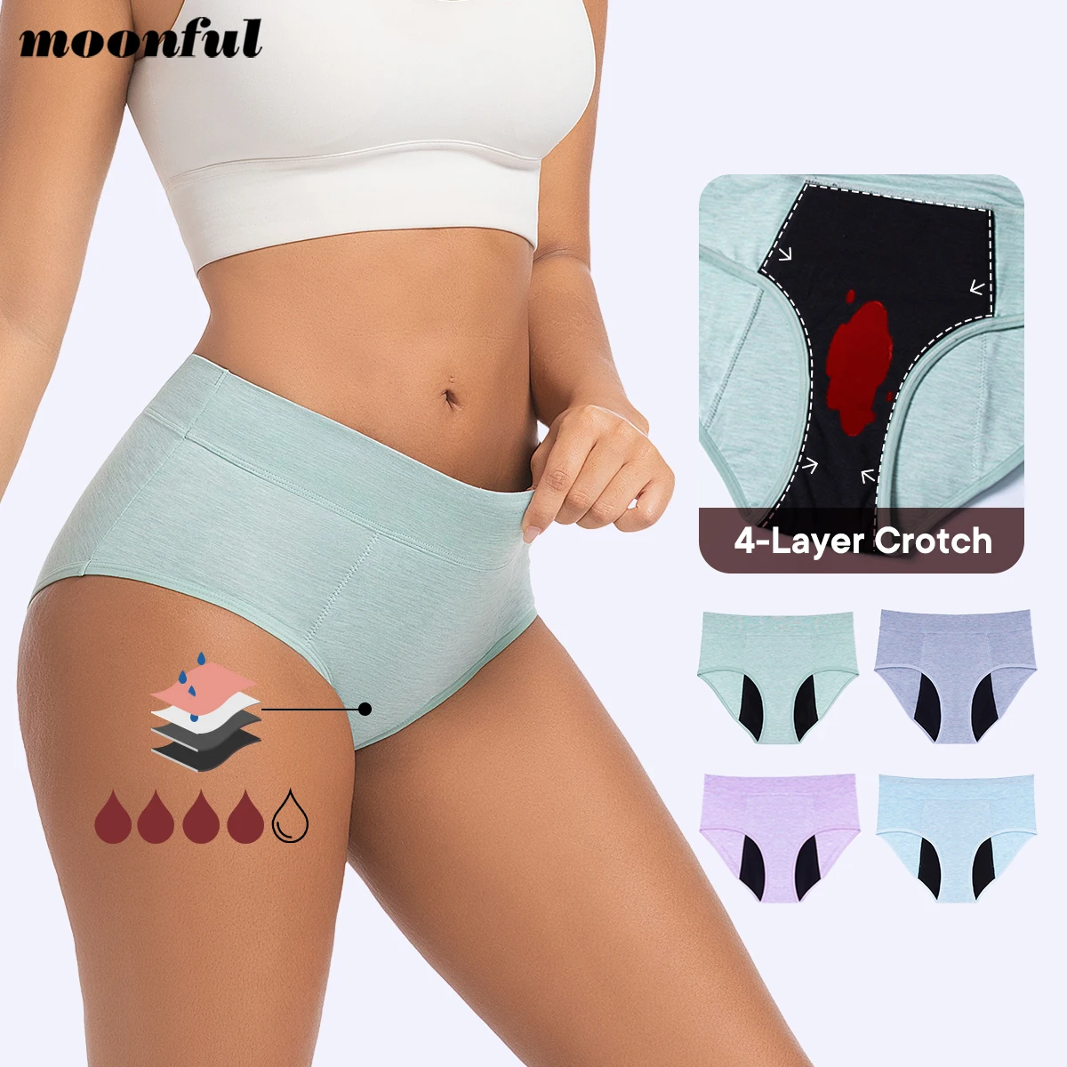 Menstrual Panties Woman Super Absorbent Menstrual Panties High Waist Bamboo Fiber Leakproof Menstruation Period Underwear Girl