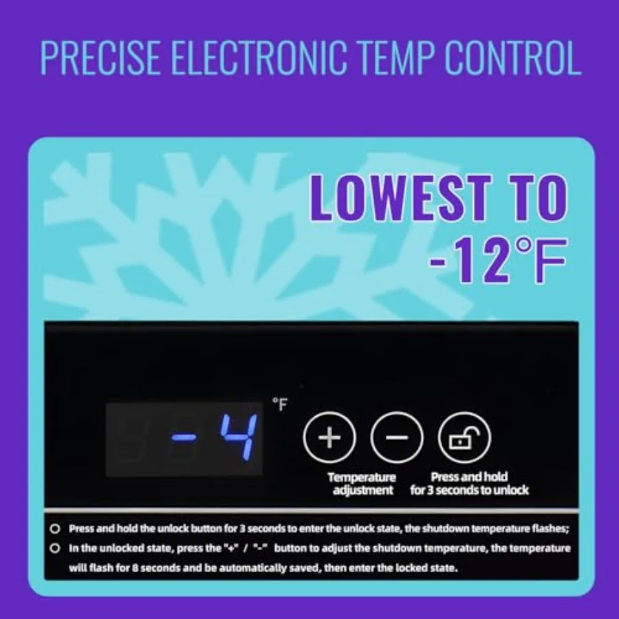 فريزر صغير الحجم للمساحات الصغيرة: فريزر أسود بأقدام مكعبة 4.0 مع لوحة تحكم في درجة الحرارة الإلكترونية للباب العلوي
