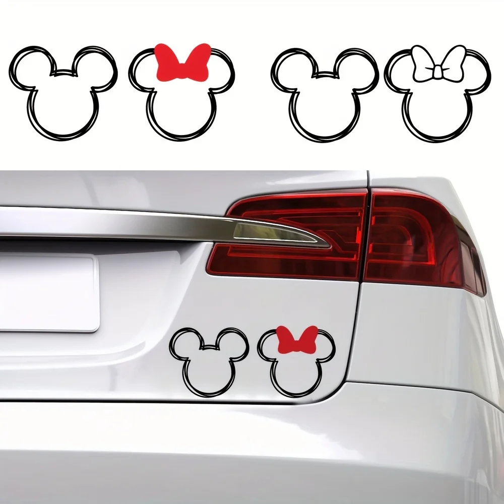 Mickey and Minnie Sketch Vinyl Sticker Car Truck Window Decals, Magical Cartoon Couple Decals For Laptop Cup Decor