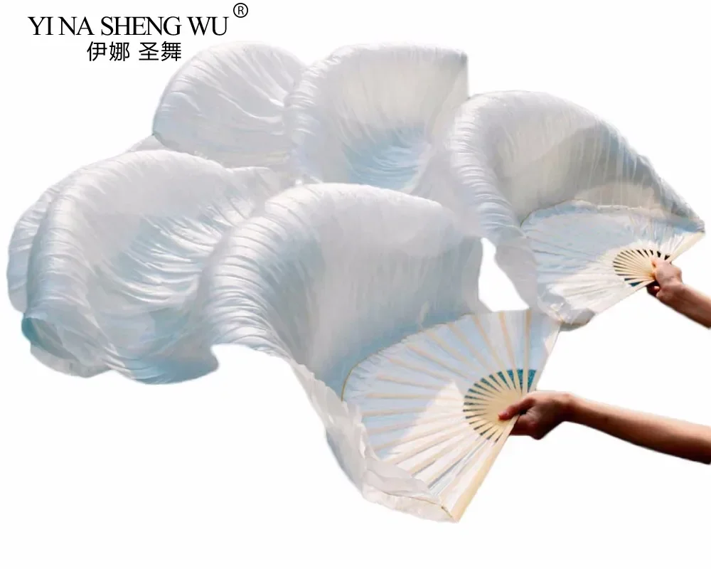 حار بيع الحرير الحقيقي للجنسين جودة عالية الحرير الصيني الحجاب مراوح الرقص 1 زوج مراوح الرقص الشرقي رائجة البيع لون أبيض نقي 180*90 سنتيمتر