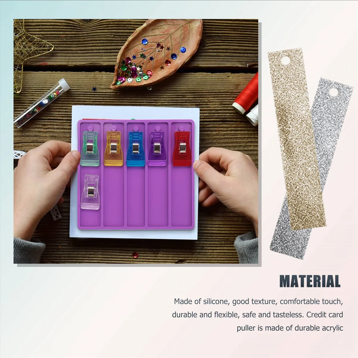 Molde de resina de silicone extrator de cartão de crédito ABQR, agarrador de cartão bancário de débito acrílico de 10 cores sortidas, agarrador de cartão para unhas longas