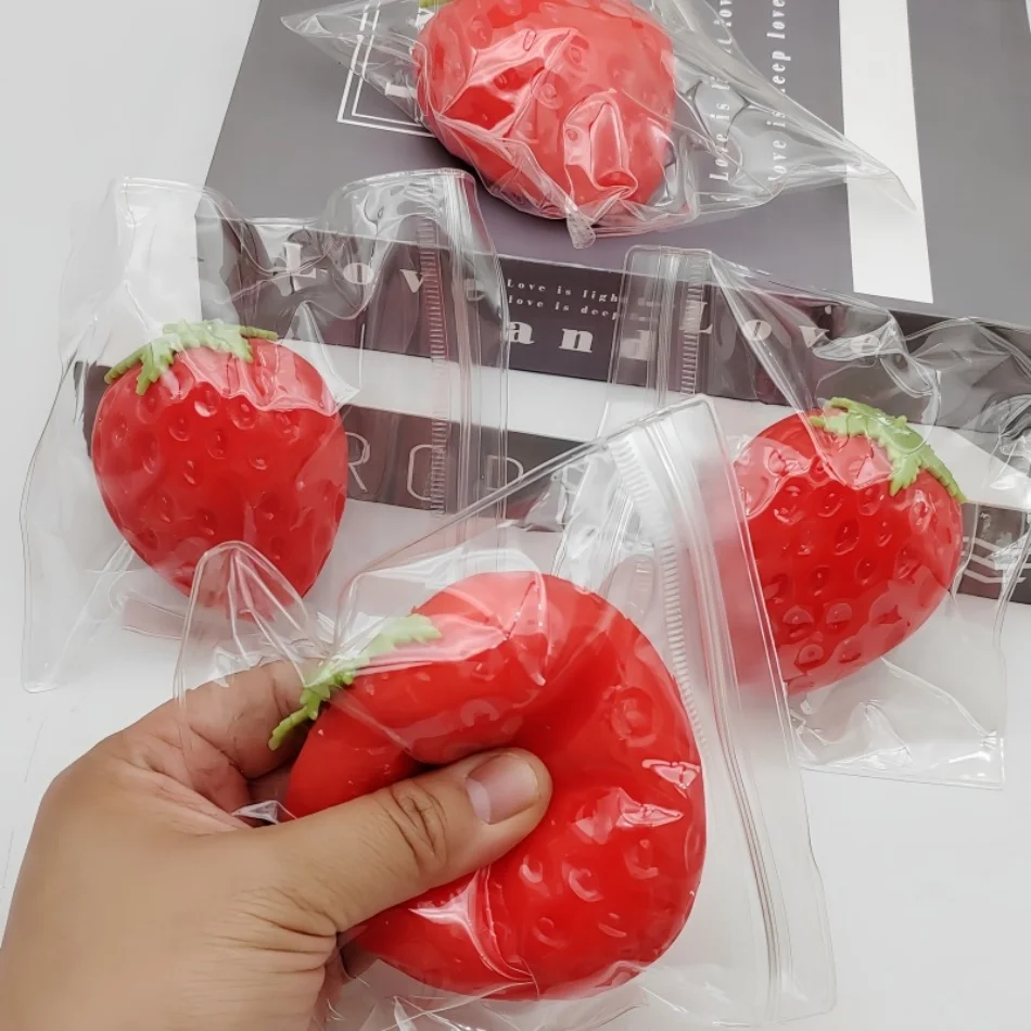 1pcs Taba Squishies Strawberry Fruit Squeeze Toys Kawaii Sticky Stress Fidget Toy Gift Perfect Desk Accessory for Kids Adults