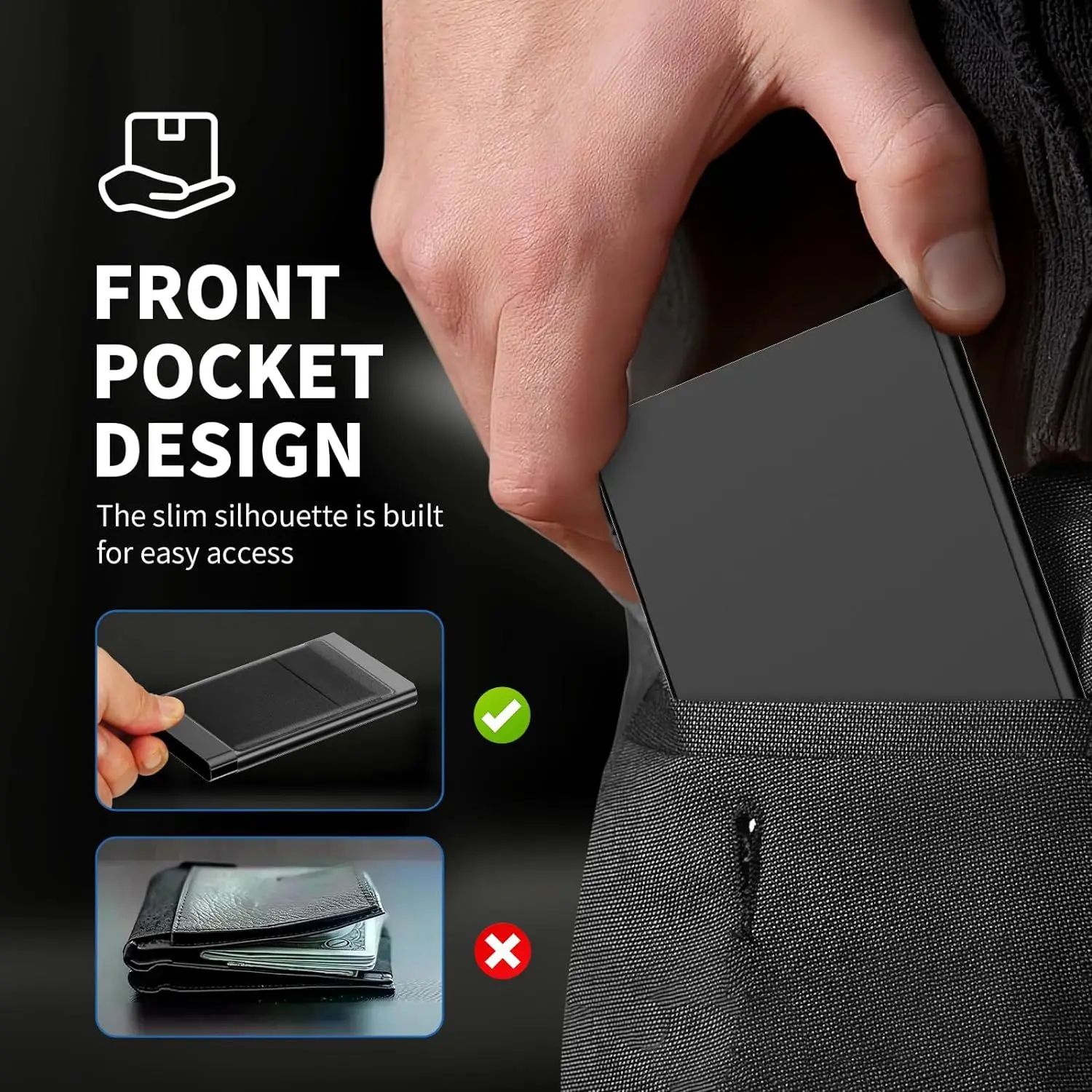 Rfid Anti Blocking ID Bank Credit Card Holder Men Thin Slim Mini Minimalist Wallets Luxury Metal Bank ID Cardholer Case Wallet image 5