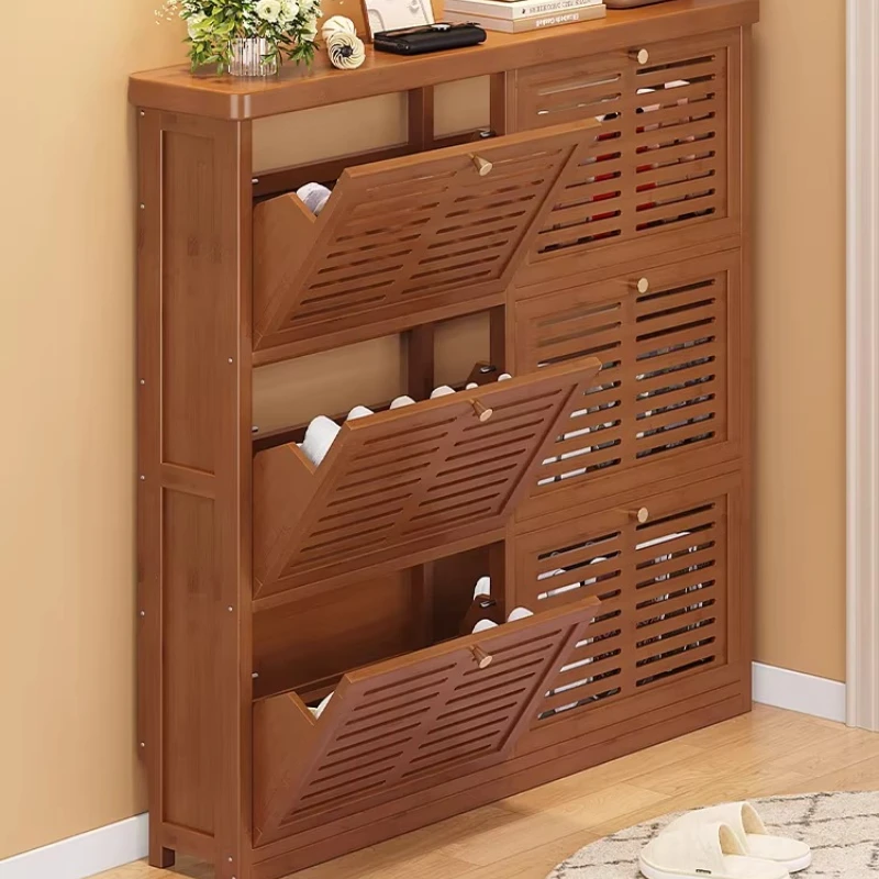 Organizador de almacenamiento para zapatos, Gabinete para zapatos de diseño nórdico de lujo, Gabinete para zapatos ultrafino, Gabinete vertical para recibidor, muebles para el hogar