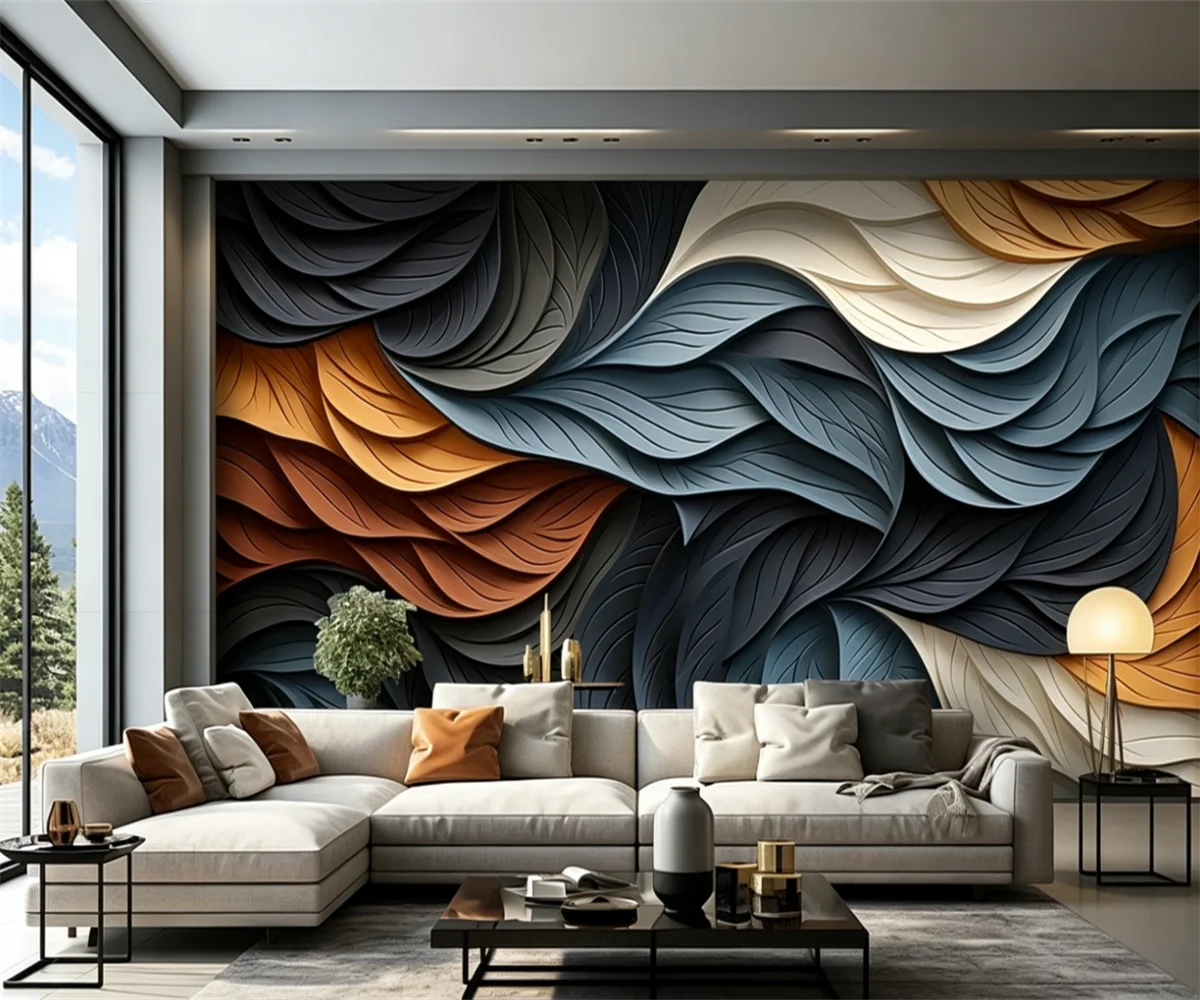 

beibehang Customized new creative and beautiful three-dimensional abstract color silky lines Nordic sofa background wallpaper