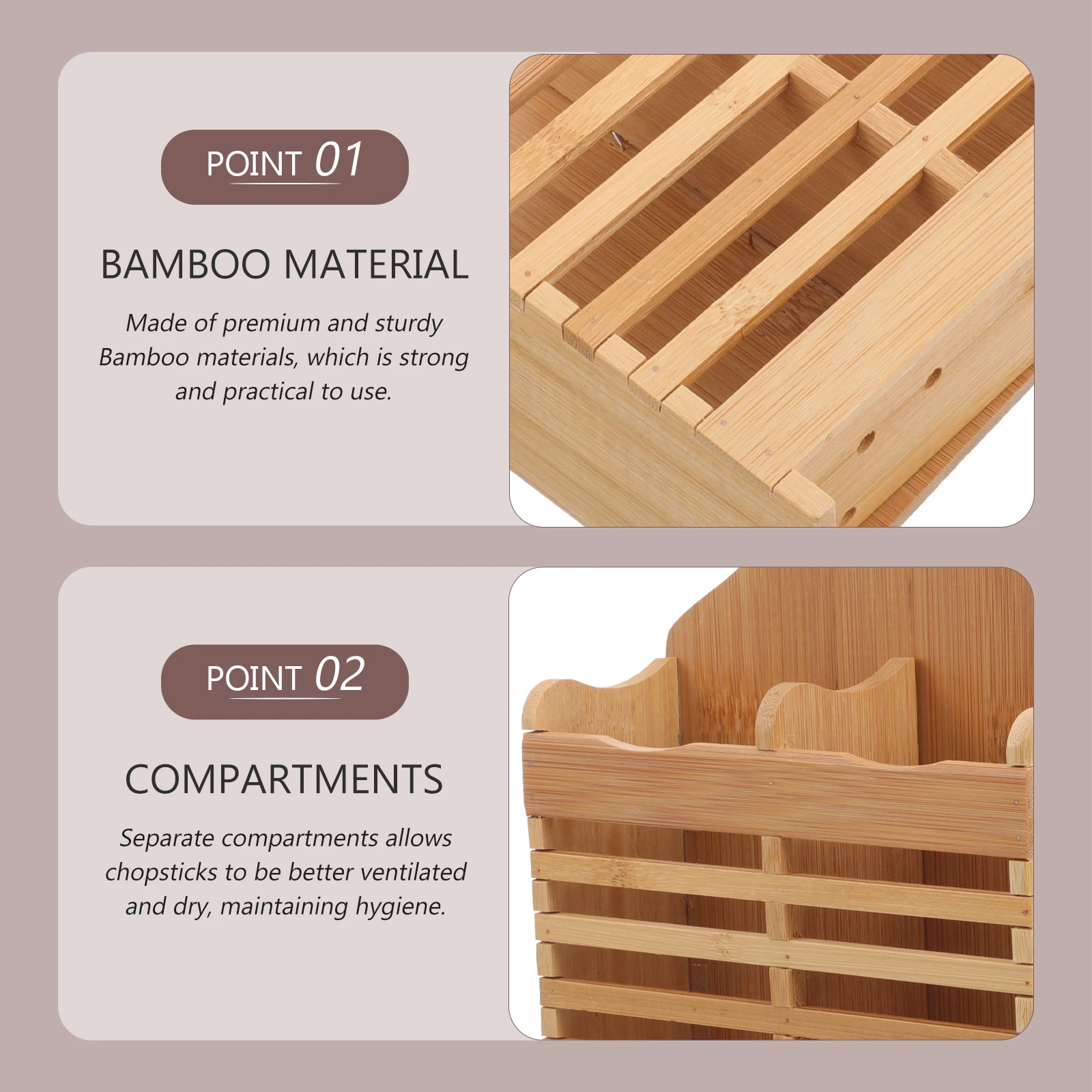 

Bamboo Flatware Organizer Utensil Holder Drying Rack Storage For Kitchen Dining Large Capacity 2 Compartments