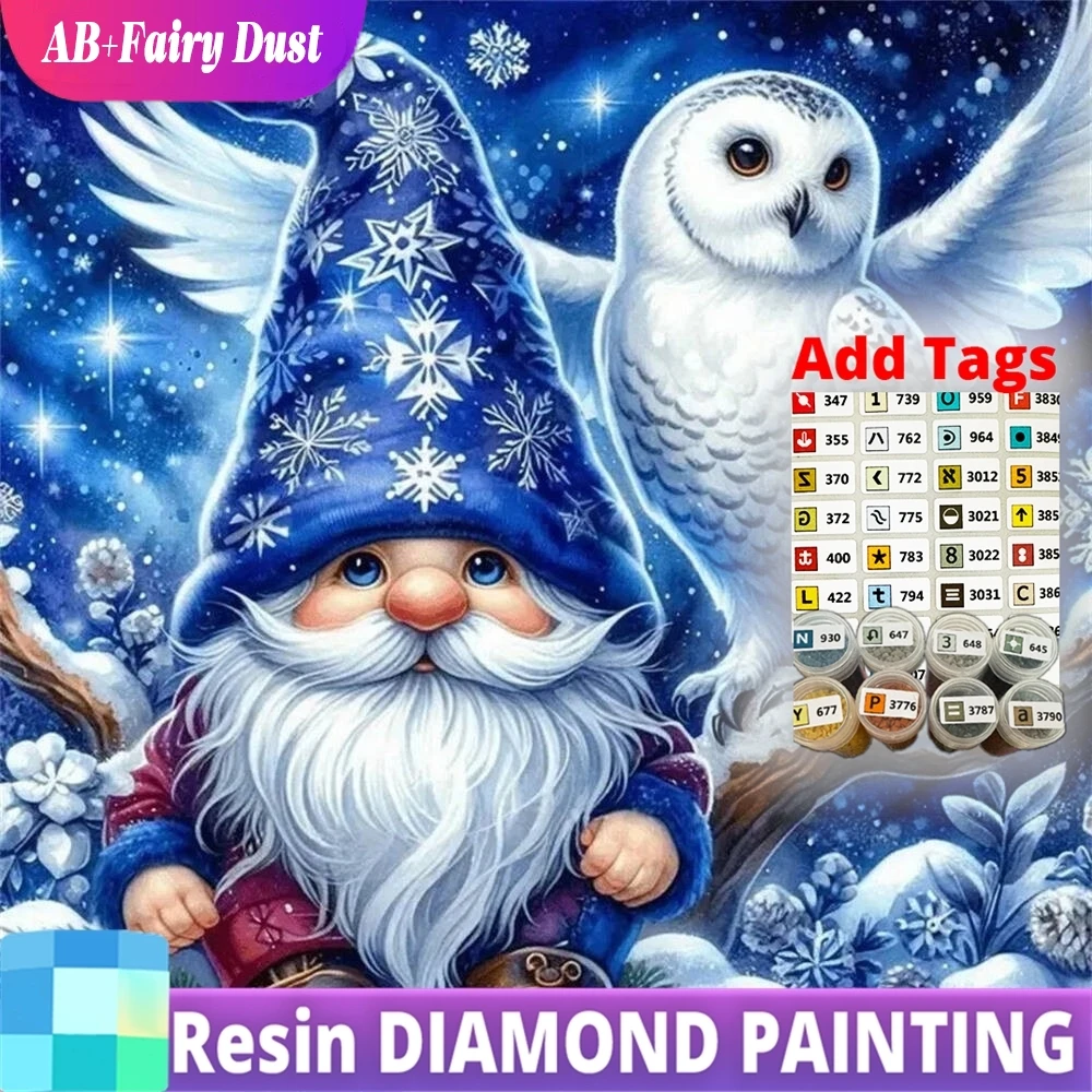 

Resin AB Fairy Dust DIY Diamond Painting Dwarf Portrait Picture Rhinestones Embroidery Winter Bird Mosaic Owl Animal Handicraft