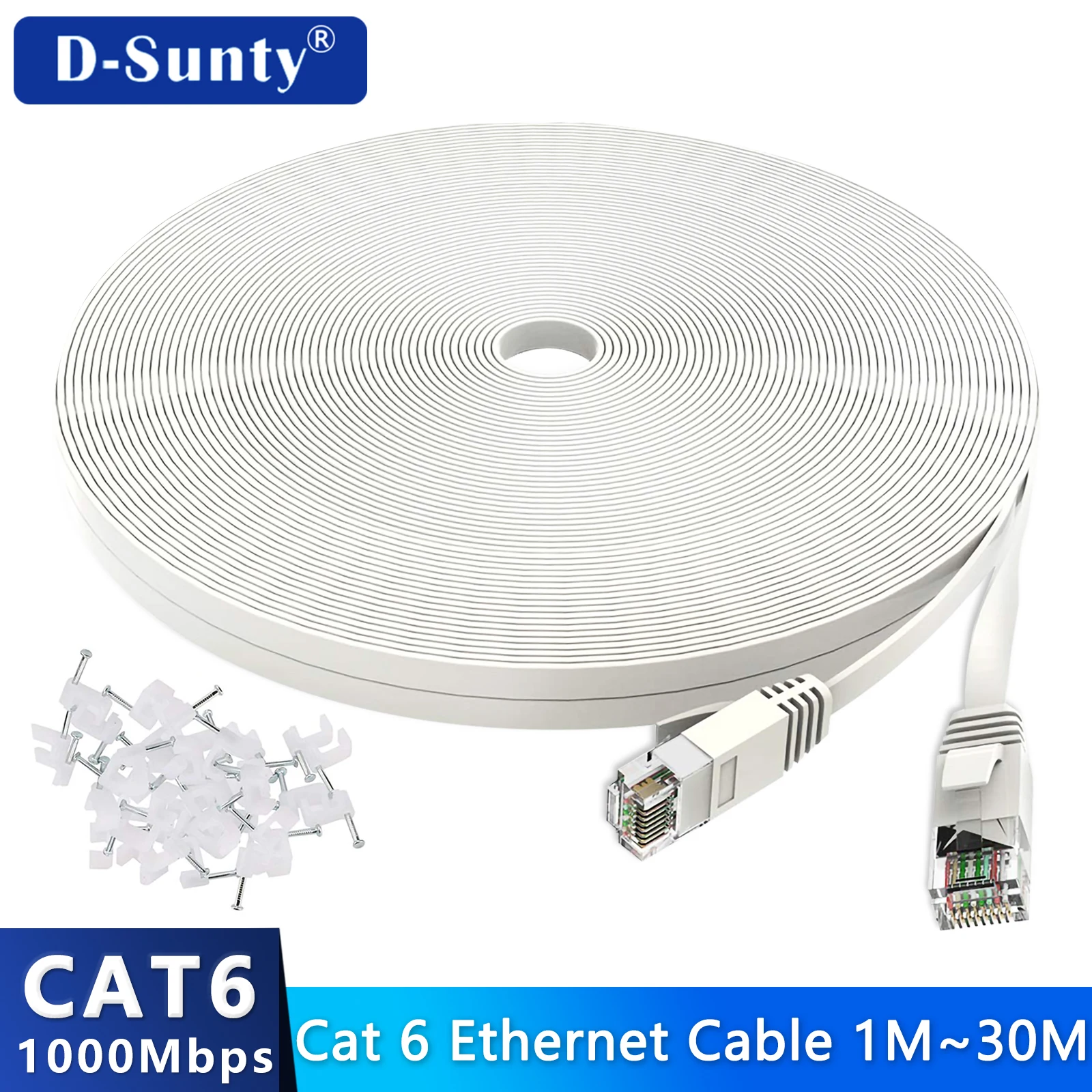 Cat6 Ethernet Cable Flat Long High Speed Internet Network Cable Rj45 Patch LAN for Router Modem Cable Ethernet Cat 6