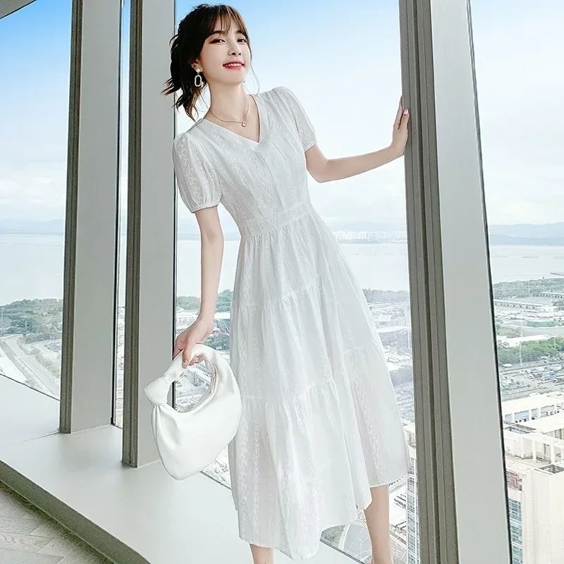 Lace Dress for Women Summer 2023 Style Long Shows Cotton Skirt Women Clothing Party Dresses Vestido Dress