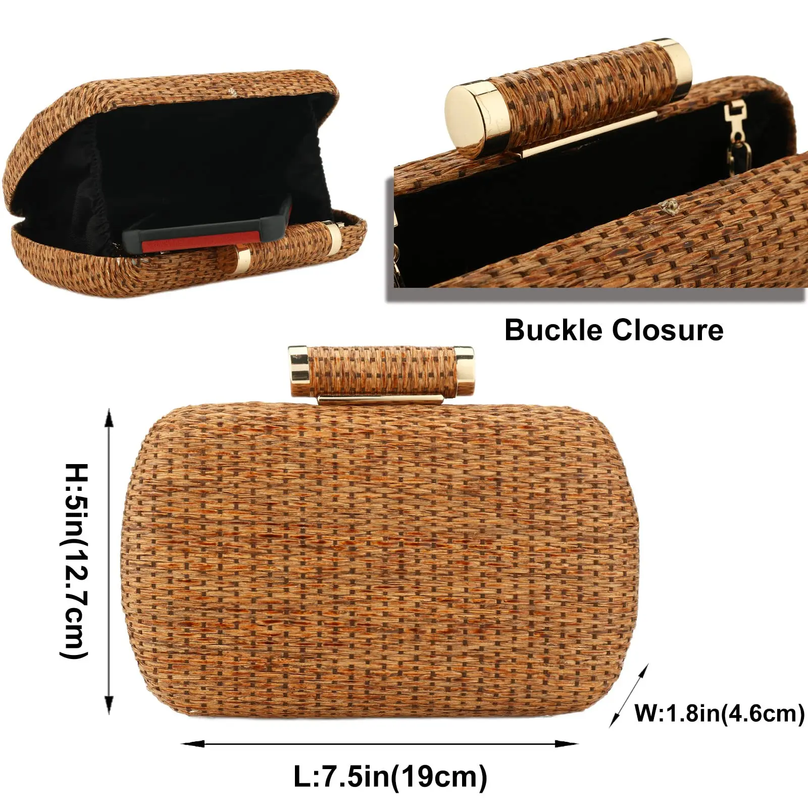 Straw Clutch Purse for Women Wedding Hand-Woved Evening Straw Shoulder Handbag Party Wedding Summer Beach Bag Wicker Clutch Sac