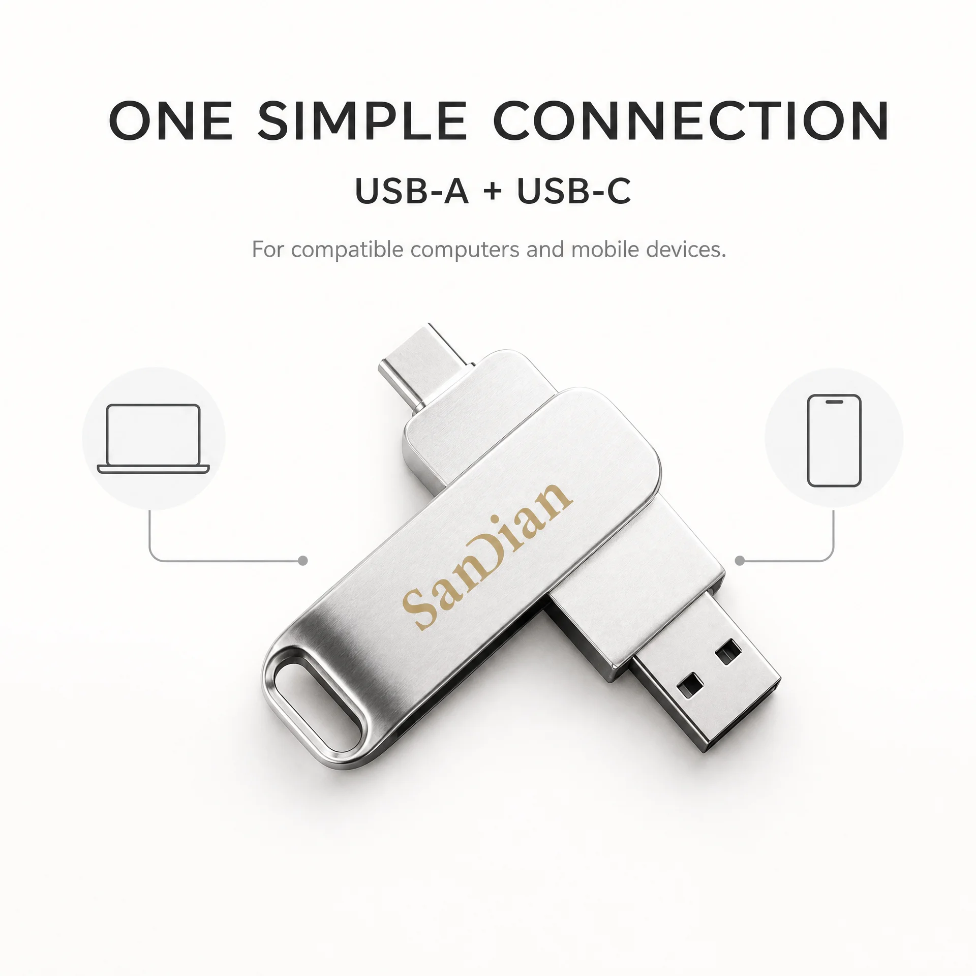 NEW 2 in 1 512GB USB 3.1 Flash Drive Dual Type C A Metal Pendrive 150MBs High Speed for Laptop PC Phone Pro Use