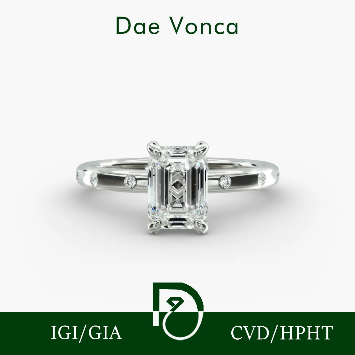 

Обручальное кольцо Dae Vonca с боковым камнем и бриллиантом в платине 950, 1,0-2,0 карата, изумрудная огранка, выращенный в лаборатории бриллиант, сертификат IGI для женщин