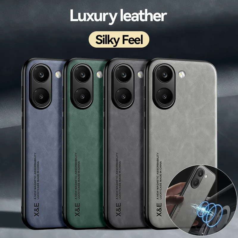 Image of Magnetische Luxus-Schutzhülle aus Schafsleder für Xiaomi Poco X6 X7 X8 Pro Max C71 C75 F6 F8 Pro Ultra, rutschfest und stoßfest.