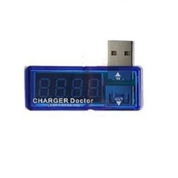 USB Voltage Current Tester 0-2.5A 3-7.5V 4 Digit Display High 10mA Resolution ABS Blue White Elbow Power Detector