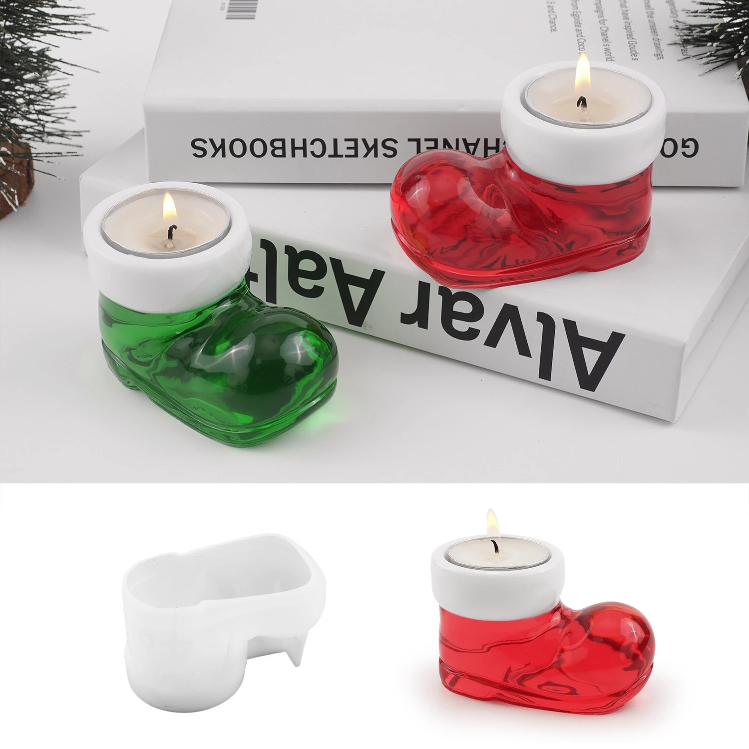 

DIY кристаллическая форма для эпоксидной смолы, рождественские сапоги, обувь, форма для подсвечника, украшение для рабочего стола, силиконовая форма для смолы