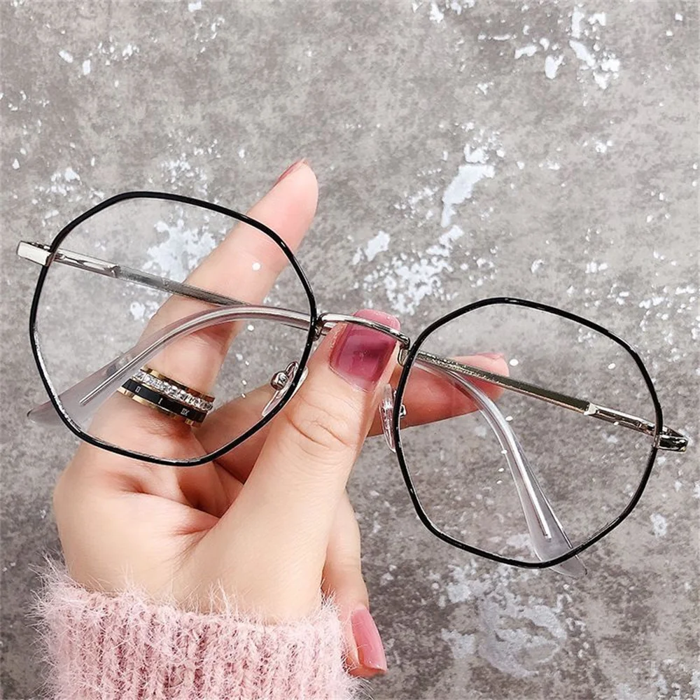 Trend Octagonal Frame Anti Blue Light Metal Glasses Women Men Vintage UV400 Protection Computer Eyeglasses Optical Eyewear