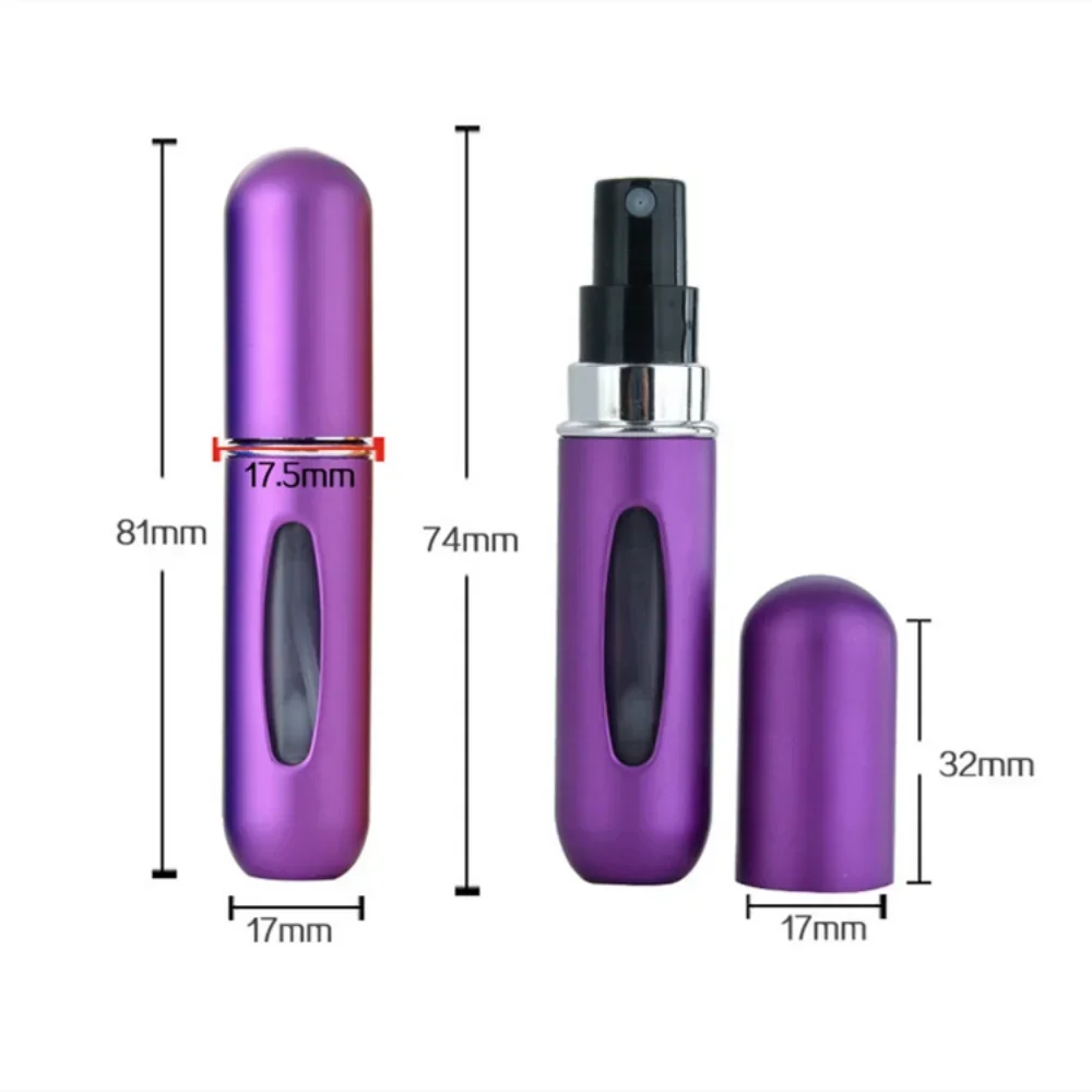 Atomizador de Perfume de 5ml, contenedor portátil para cosméticos, Mini pulverizador de aluminio, botella rellenable vacía