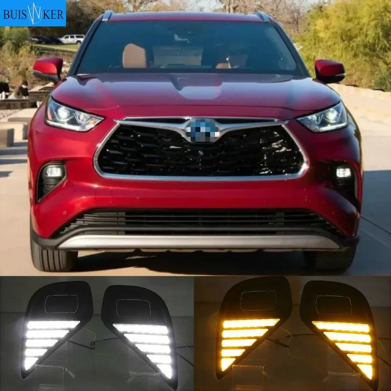 

2PCS DRL For Toyota Highlander 2020 2021 Daytime Running Lights fog lamp cover headlight 12V Daylight car-styling