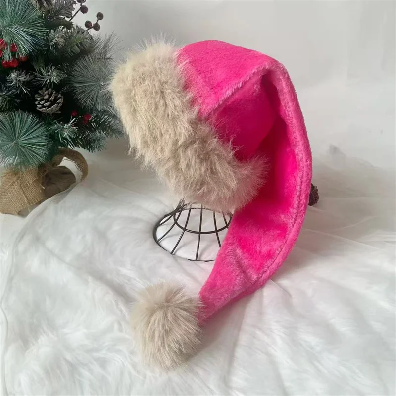 30x75cm Superlange Weihnachtsmützen Weiche Bequeme Samt-Weihnachtsmütze für Kinder und Erwachsene Verdickte Weihnachtsmann-Kappen für Männer und Frauen