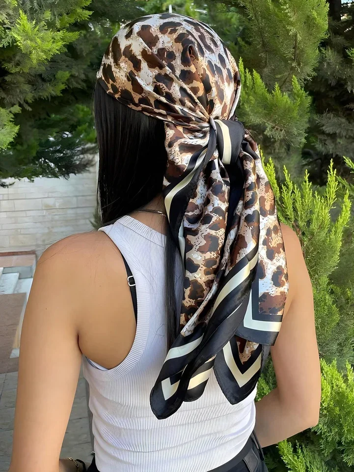 

Luxury Silk Scarf 70x70cm - Women's Square Shawl, Hijab, Head Bandana, Hair Wrap, Foulard