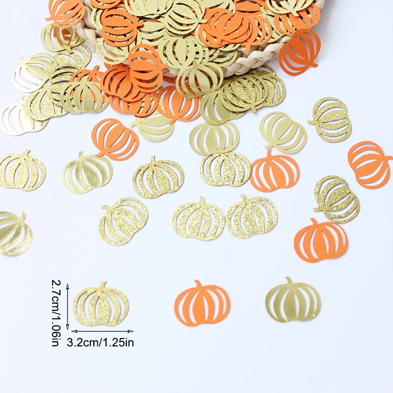 100pcs autumn pumpkin confetti, autumn harvest Thanksgiving and Halloween confetti, birthday and wedding party desktop decoratio