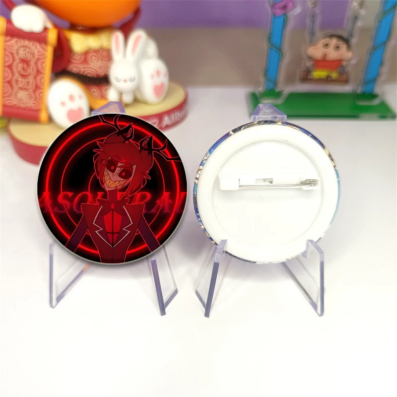 58mm Round Anime Hazbin Hotel‌ Enamel Pins Handmade Brooch Cartoon Cosplay Badge on Backpack Jewelry Accessories Collection Gift