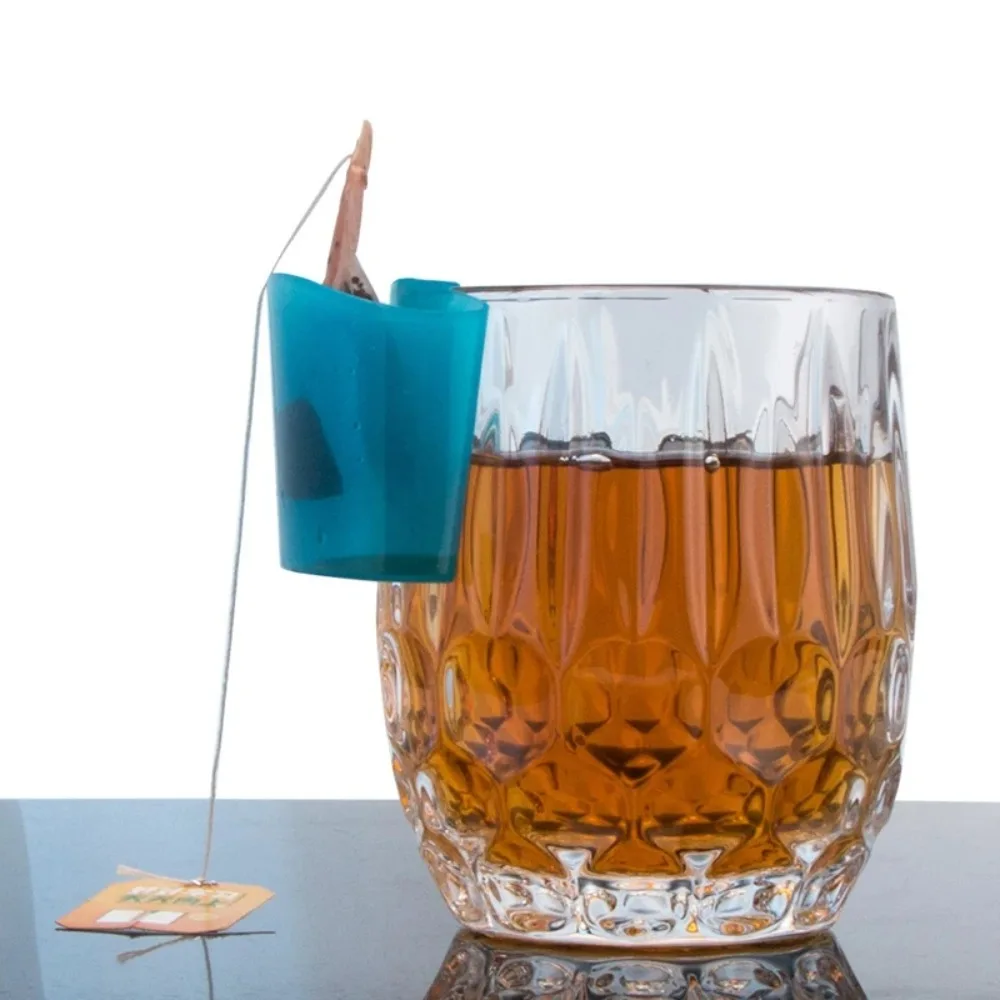 

4pcs/set Portable Plastic Cup Biscuit Rack Reusable Candy Color Tea Bag Holder Hangable Biscuit Stand Black Tea