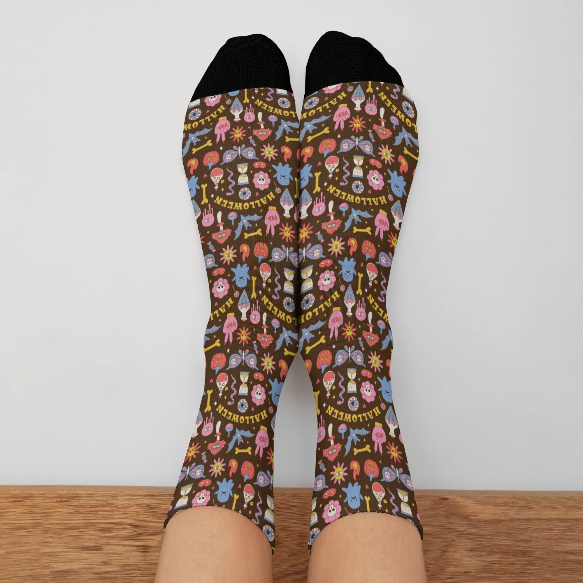 Socken mit „HALLOWEEN“-Muster, Unisex, bequem, rutschfest, warme Socken, Neuheit, fröhliche Kompressionssocken, Urlaub, Party, Geschenke