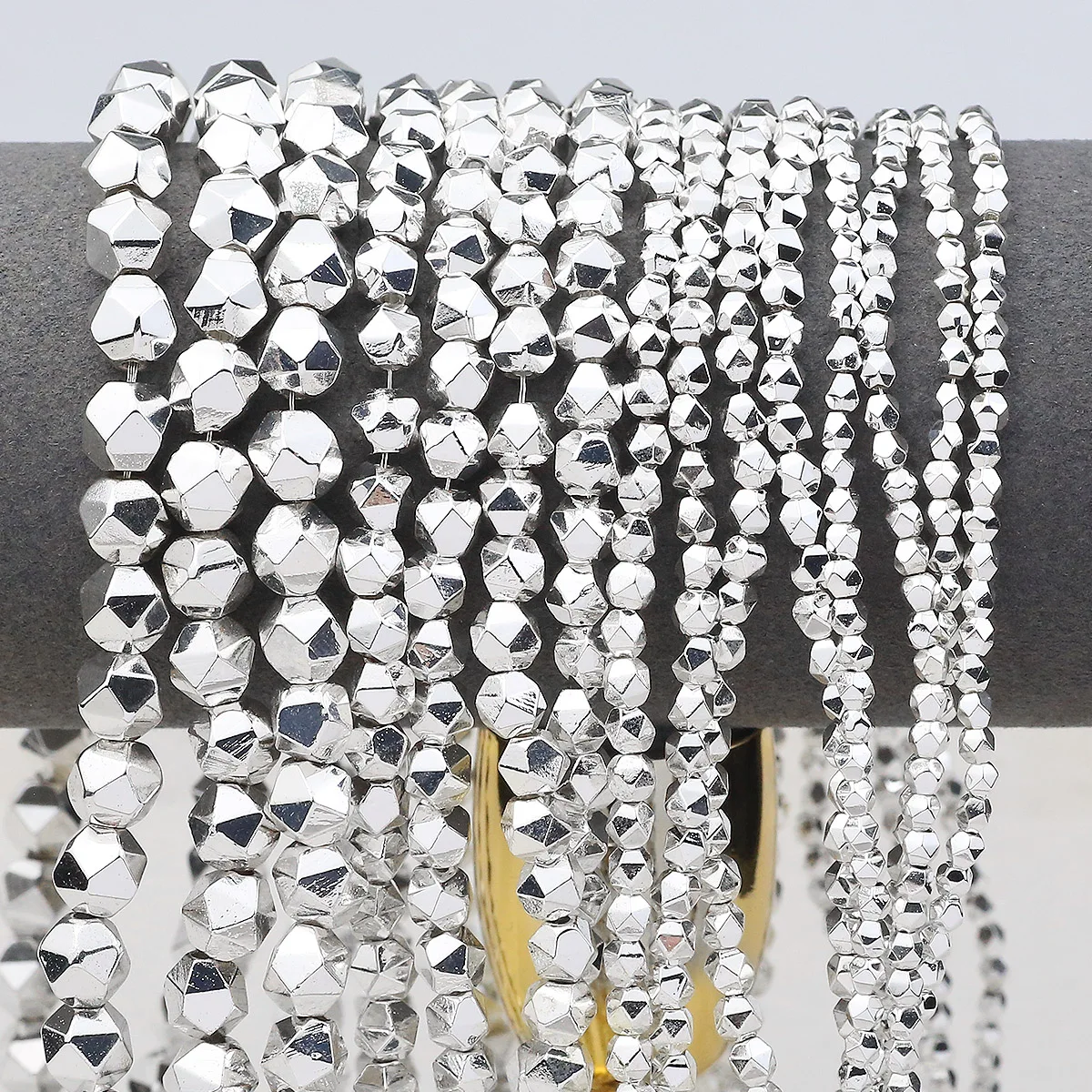 1 strand Silvery Hematite Natural Stone Beads 2/3/4/6/8mm Faceted Round Spacer Beads For DIY Jewelry Making Bracelets Necklaces