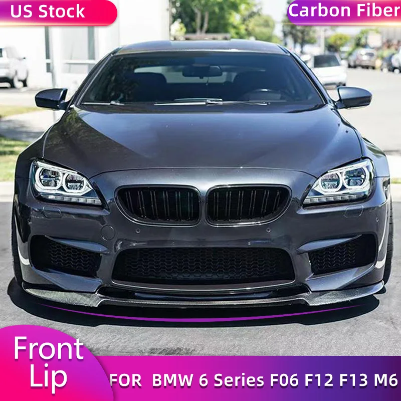

For BMW 6 Series F06 F12 F13 M6 2013-2016 Carbon Fiber Car Front Bumper Lip Spoiler Chin Apron Body Kits 3PCS/Set