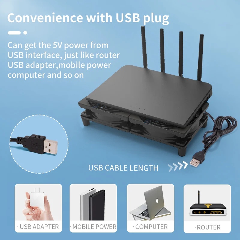 

Тихий охлаждающий вентилятор с интерфейсом USB, используемый для стойки маршрутизатора DIY, модем-приемник, аудио-видео сетевой шкаф, серверный охлаждающий проект, La