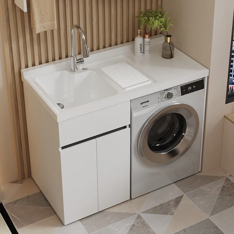 Balcony laundry cabinet integrated basin with washboard, drum washing machine cabinet, honeycomb aluminum bathroom cabinet,