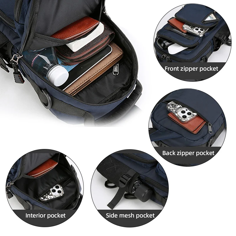 Men's Multifunctional Chest Bag Lightweight Simple Multi-pockets Shoulder Bags Outdoor Sports Hiking Cycling Crossbody Bag