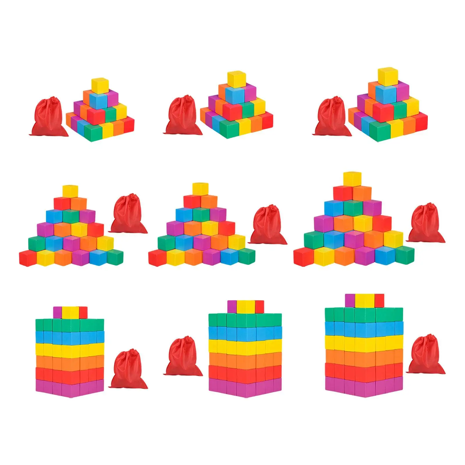 Cube en bois coloré, solide, jouet mathématique, apprentissage précoce pour garçons