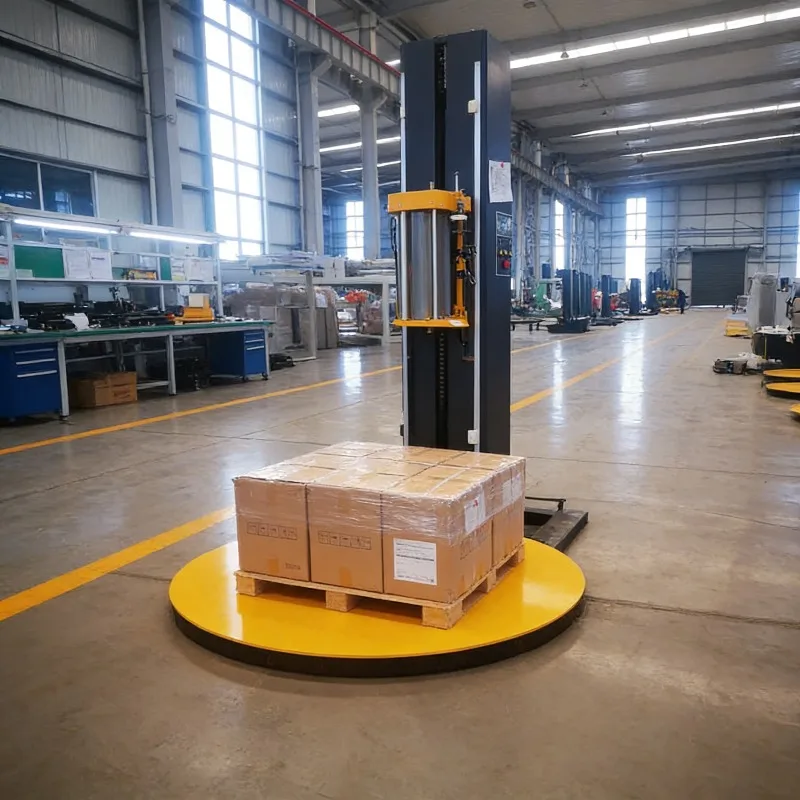 Automatic Pallet Stretch Film Wrapper Machine High Efficiency Turntable Type PLC System Industrial Packaging