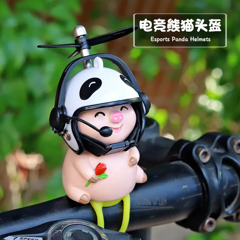 Cute Pig Motorcycle Bicycle Ornament Car Pendant Small Pig with Helmet Airscrew Car Interior Accessorie Decoration Birthday Gift