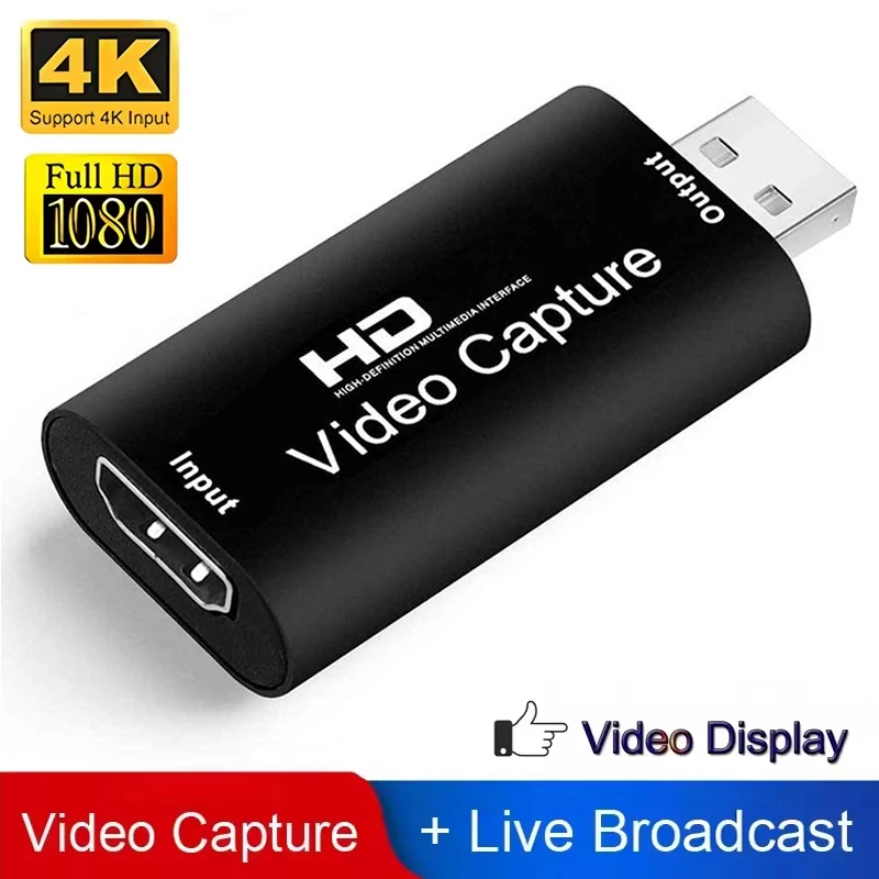 HDMI-compatible 4K 1080p To USB 2.0 Video Capture Card Game Grabber Recorder for PS4 DVD Camera Recording PC Live Streaming